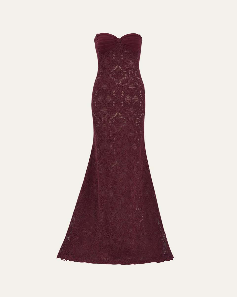 Strapless Lace A-Line Gown